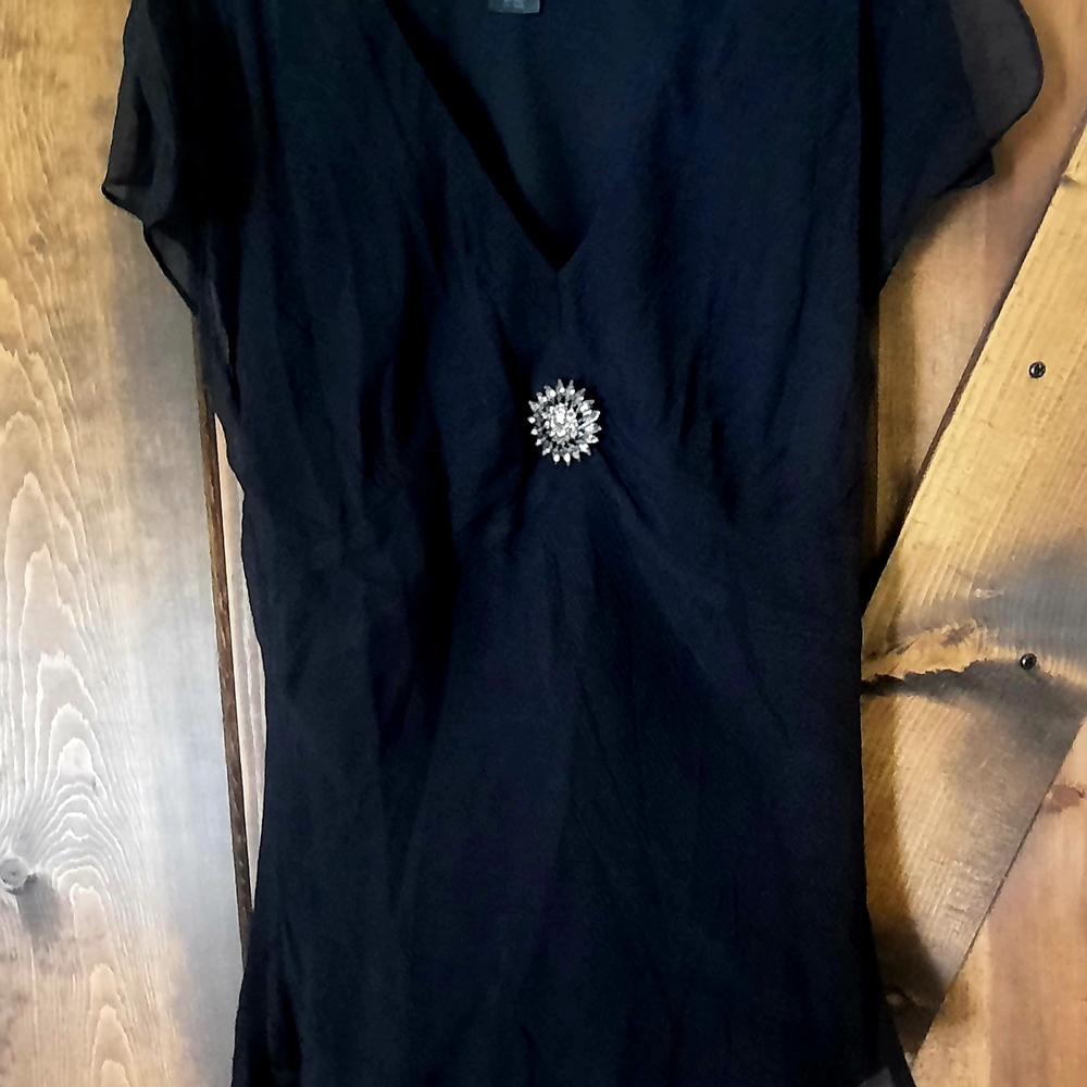 Kenneth Cole New York Black Fitted Cap Sleeve Blouse